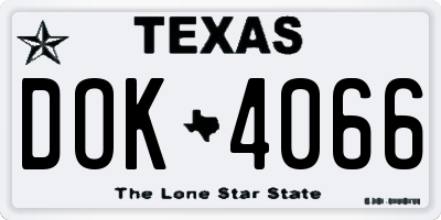 TX license plate DOK4066