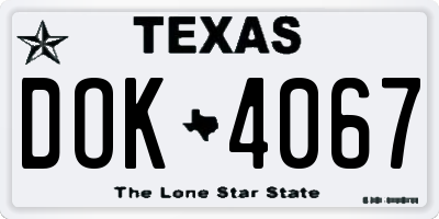 TX license plate DOK4067