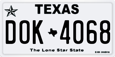 TX license plate DOK4068