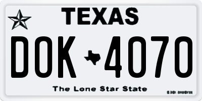 TX license plate DOK4070