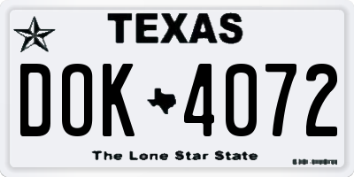TX license plate DOK4072