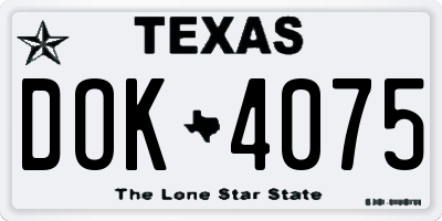 TX license plate DOK4075