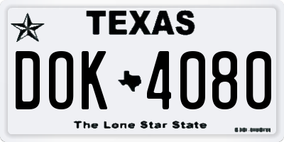 TX license plate DOK4080