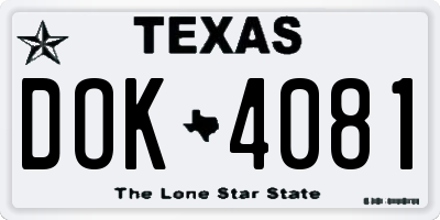 TX license plate DOK4081