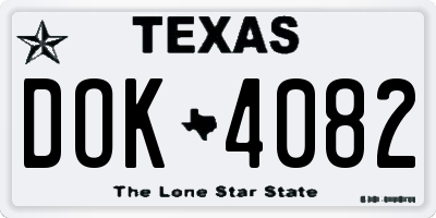 TX license plate DOK4082