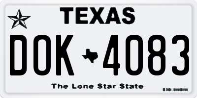 TX license plate DOK4083