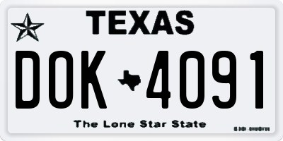 TX license plate DOK4091