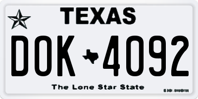 TX license plate DOK4092