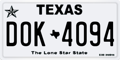 TX license plate DOK4094
