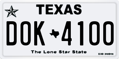 TX license plate DOK4100