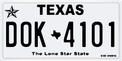 TX license plate DOK4101