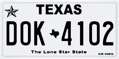 TX license plate DOK4102