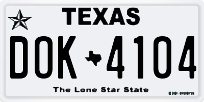 TX license plate DOK4104