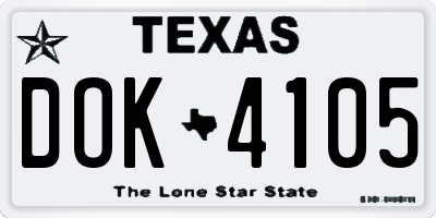 TX license plate DOK4105