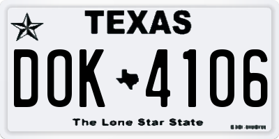 TX license plate DOK4106