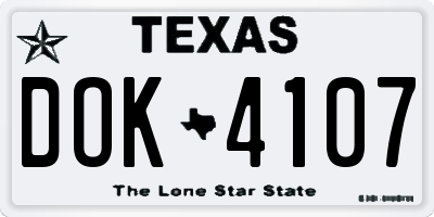TX license plate DOK4107