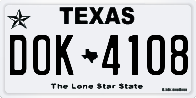 TX license plate DOK4108