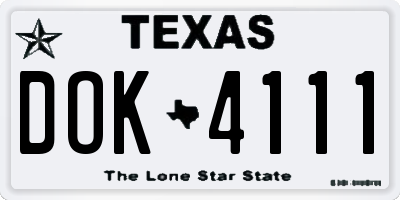 TX license plate DOK4111