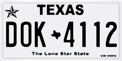 TX license plate DOK4112
