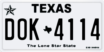 TX license plate DOK4114