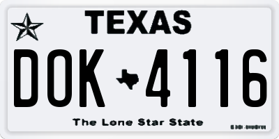 TX license plate DOK4116
