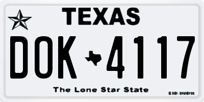 TX license plate DOK4117