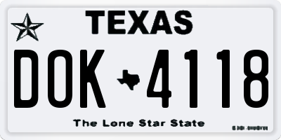 TX license plate DOK4118