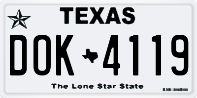 TX license plate DOK4119