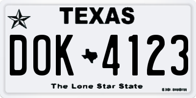 TX license plate DOK4123