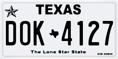 TX license plate DOK4127