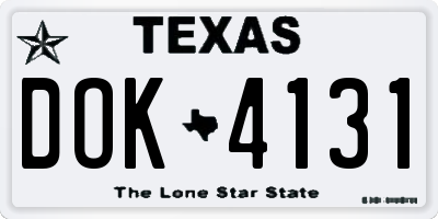 TX license plate DOK4131