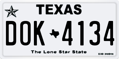 TX license plate DOK4134