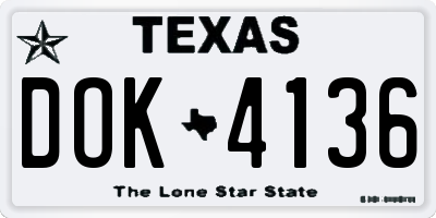 TX license plate DOK4136