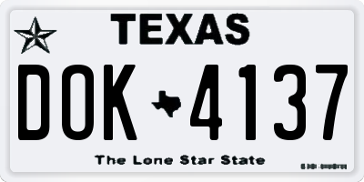 TX license plate DOK4137
