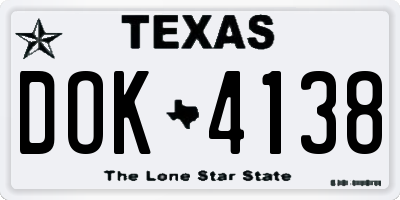TX license plate DOK4138