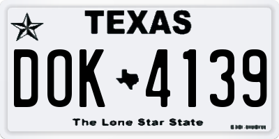 TX license plate DOK4139