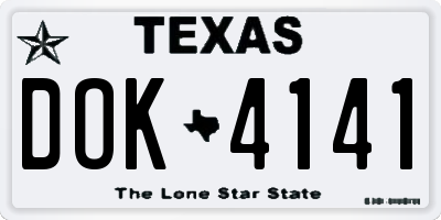 TX license plate DOK4141