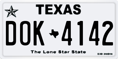 TX license plate DOK4142