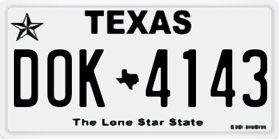 TX license plate DOK4143