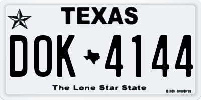 TX license plate DOK4144
