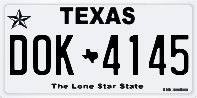 TX license plate DOK4145