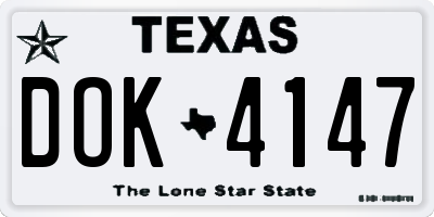 TX license plate DOK4147