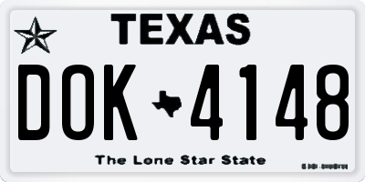 TX license plate DOK4148