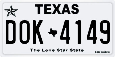 TX license plate DOK4149