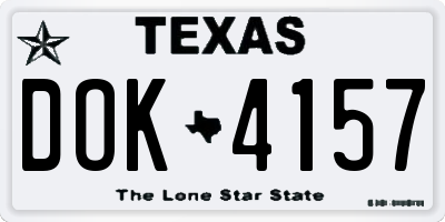 TX license plate DOK4157