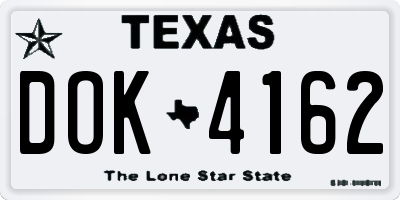 TX license plate DOK4162