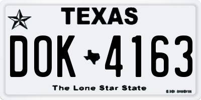 TX license plate DOK4163
