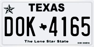 TX license plate DOK4165
