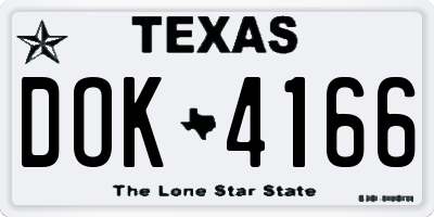 TX license plate DOK4166