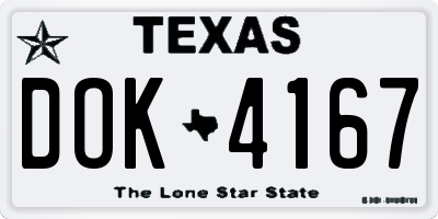 TX license plate DOK4167
